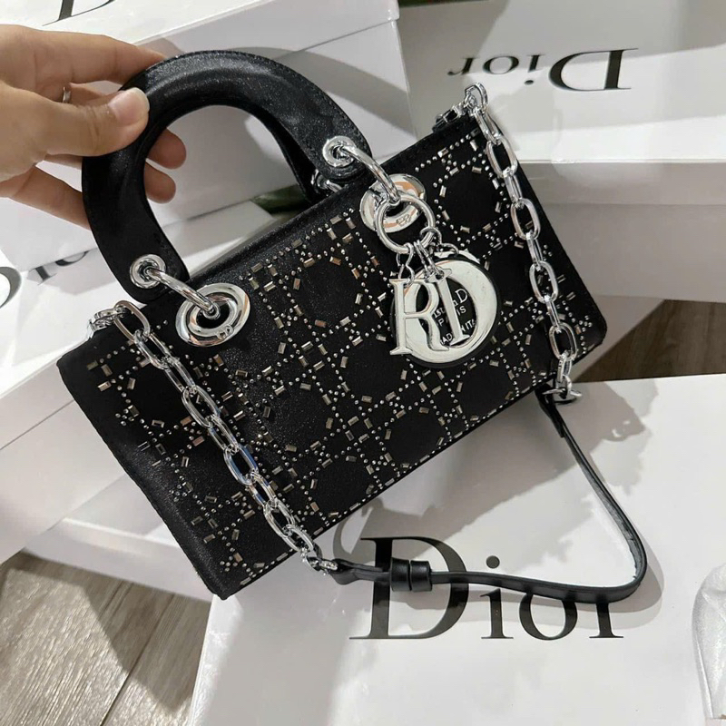 Túi đi - ô đính đa kim sa dáng dài size 18-22cm full box chuẩn super