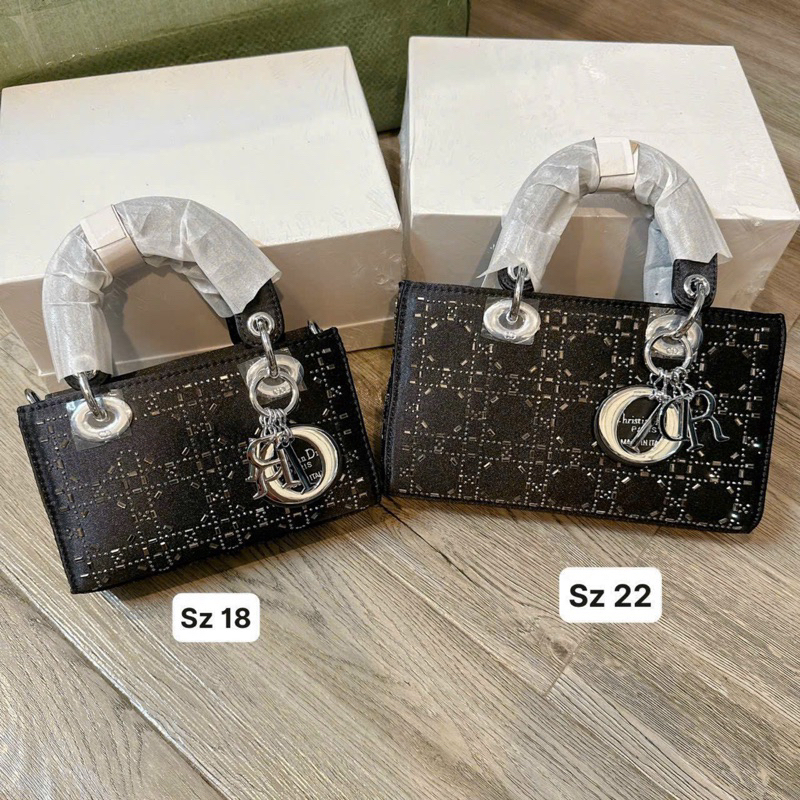 Túi đi - ô đính đa kim sa dáng dài size 18-22cm full box chuẩn super