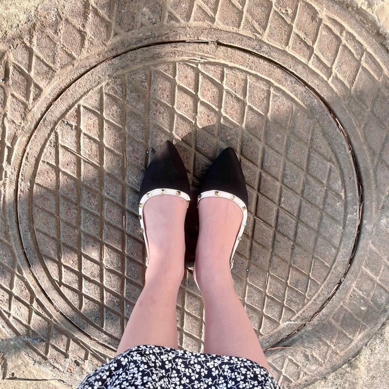 Sục nữ đính đinh quai hậu chất da lộn bền đi em chân