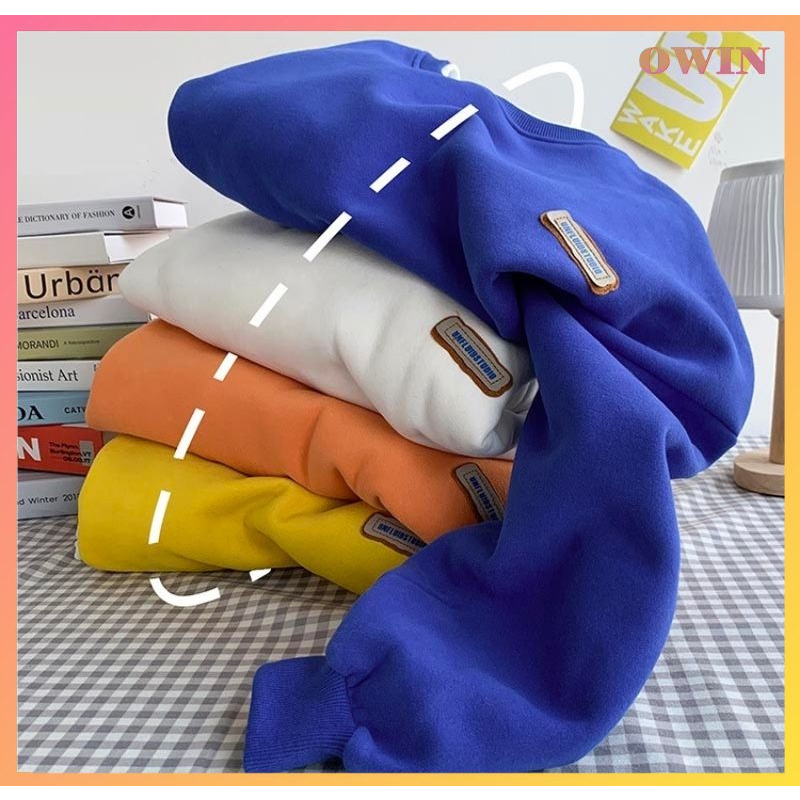 Áo Sweater Nam Nữ Unisex, Áo Nỉ Bông Dài Tay Form Rộng Basic AD02 - OWIN
