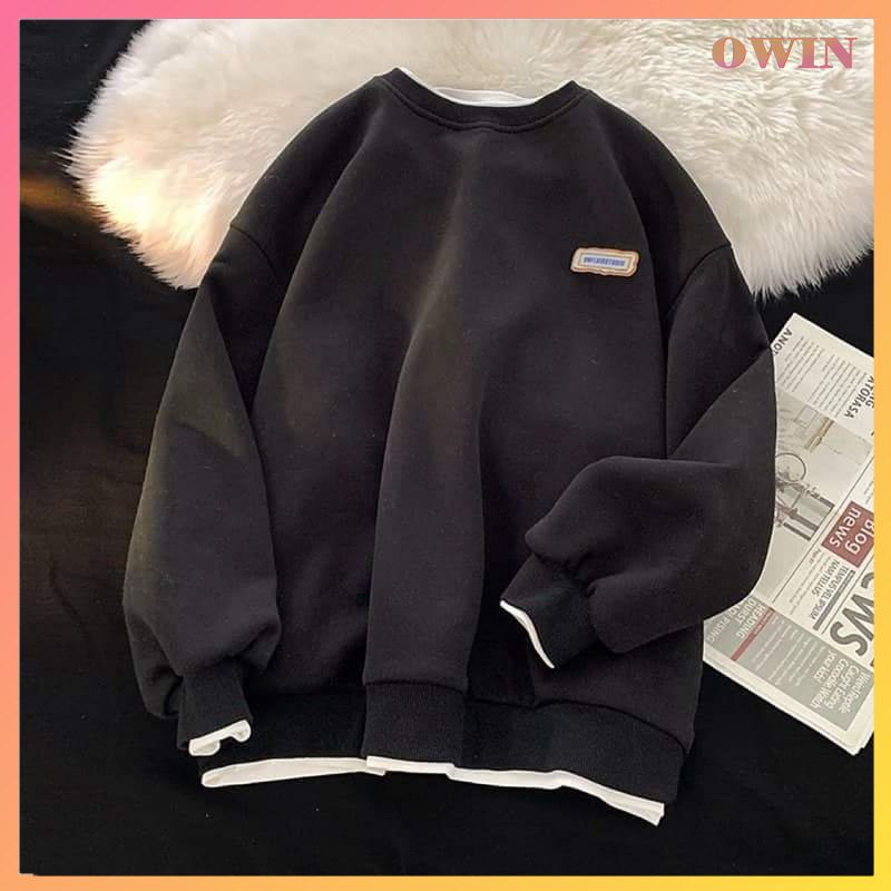 Áo Sweater Nam Nữ Unisex, Áo Nỉ Bông Dài Tay Form Rộng Basic AD02 - OWIN