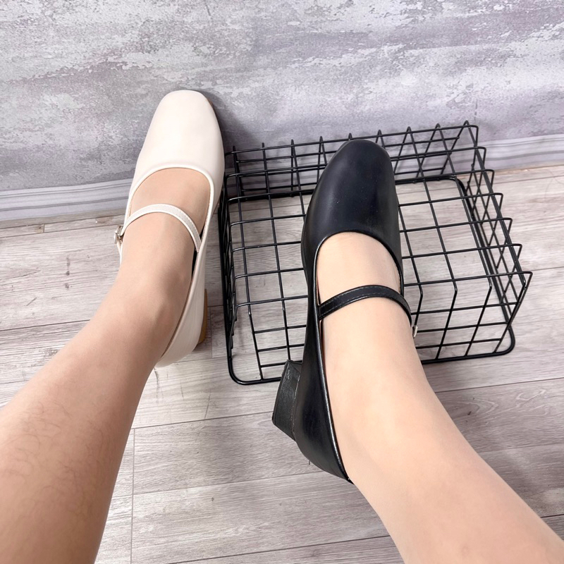 Giày búp bê nữ mũi tròn quai ngang đế 3 phân Thiên An TA04