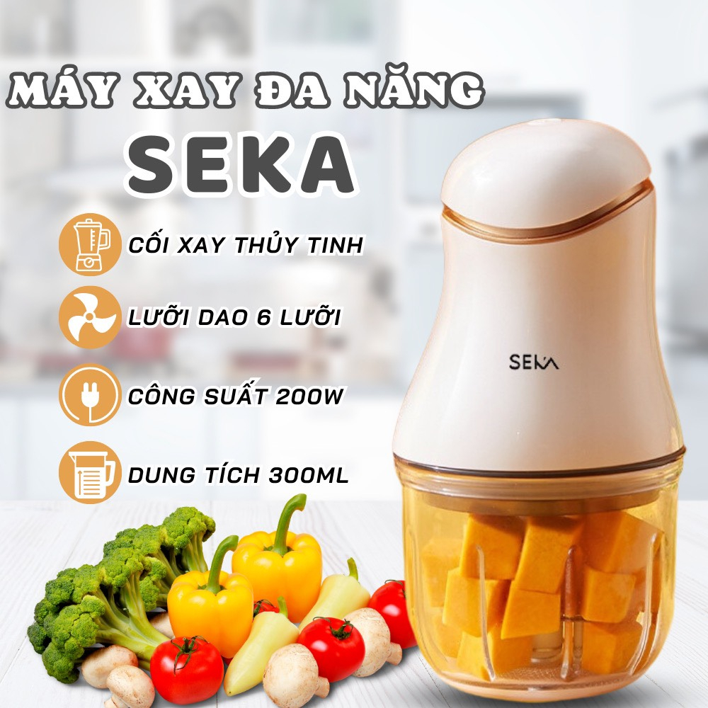 Máy xay thịt cá 6 lưỡi đa năng Seka, máy xay mini, chính hãng