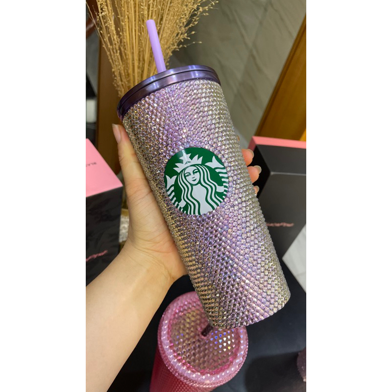 Ly Starbucks Cold Cup 16Oz  Purple Rhinestone