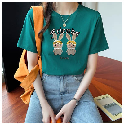 Áo phông nữ dáng rộng NA03 in hình thỏ chất thun cotton Loza CT6418
