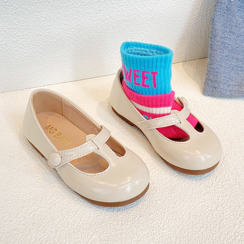 Giày Búp Bê Quai Ngang Vintage Chất Da Bóng Mềm Cho Bé Gái 2-8 Tuổi K209