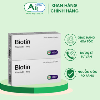 Biotin Vitamin H 5mg giảm rụng tóc - Hộp 20 Viên
