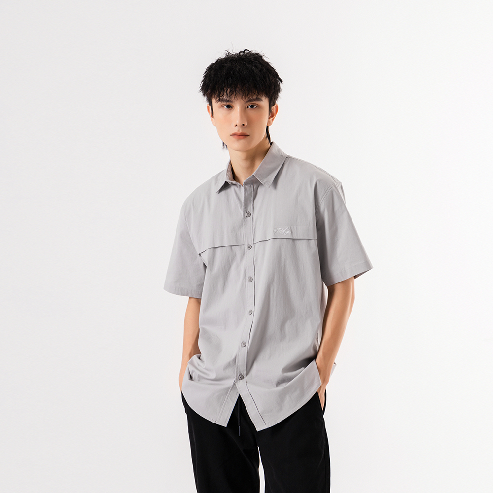 Áo Sơ Mi Nam Đẹp Oversize TOTODAY Short Sleeved, Chất Liệu Kaki Thoáng Mát Phối Thêu Chữ Trước Ngực Mới Lạ M1SMN08301