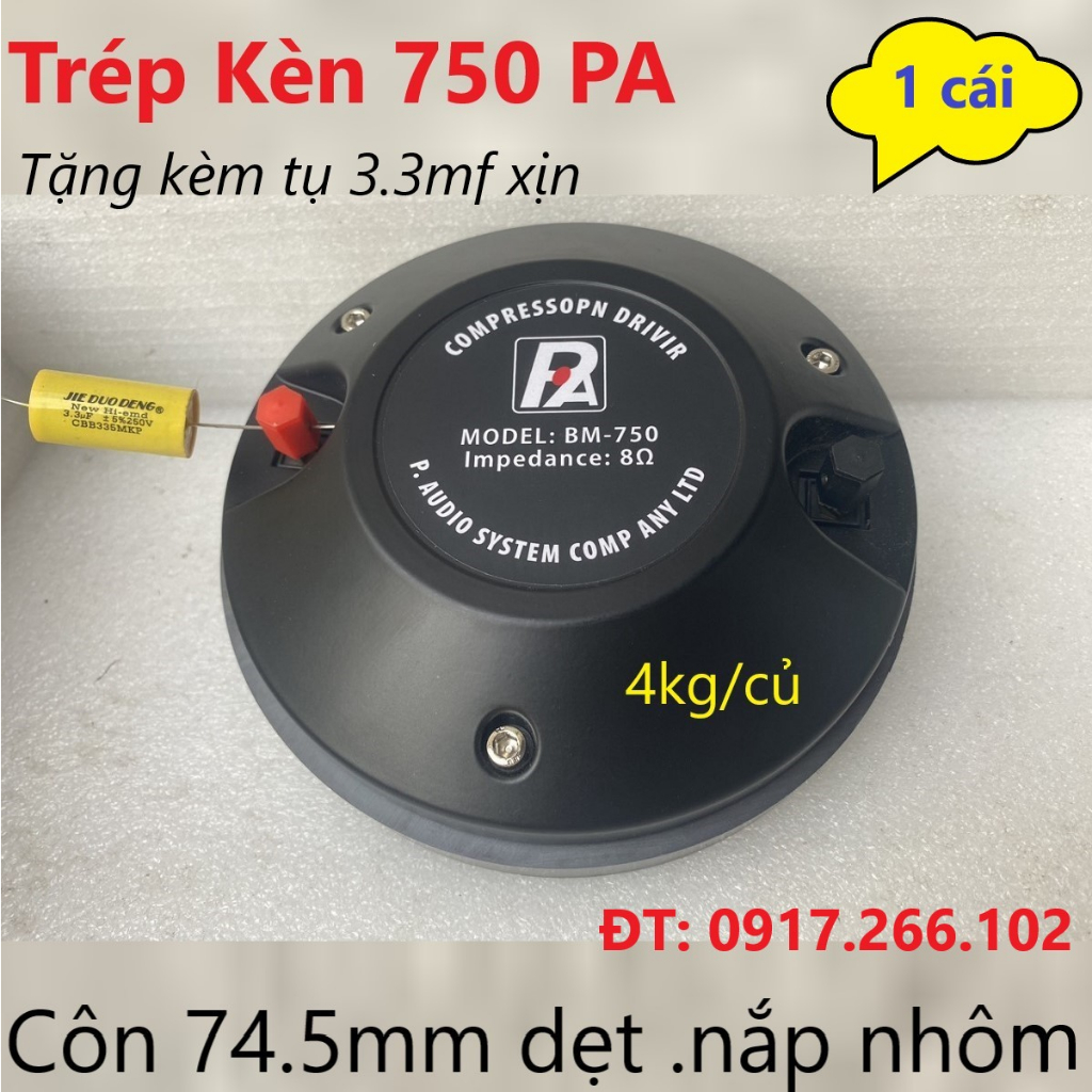 CỦ TREBLE KÈN 750 PA COIL DẸT 74,5MM CAO CẤP - GIÁ 1 CHIẾC Loa Trép Rời