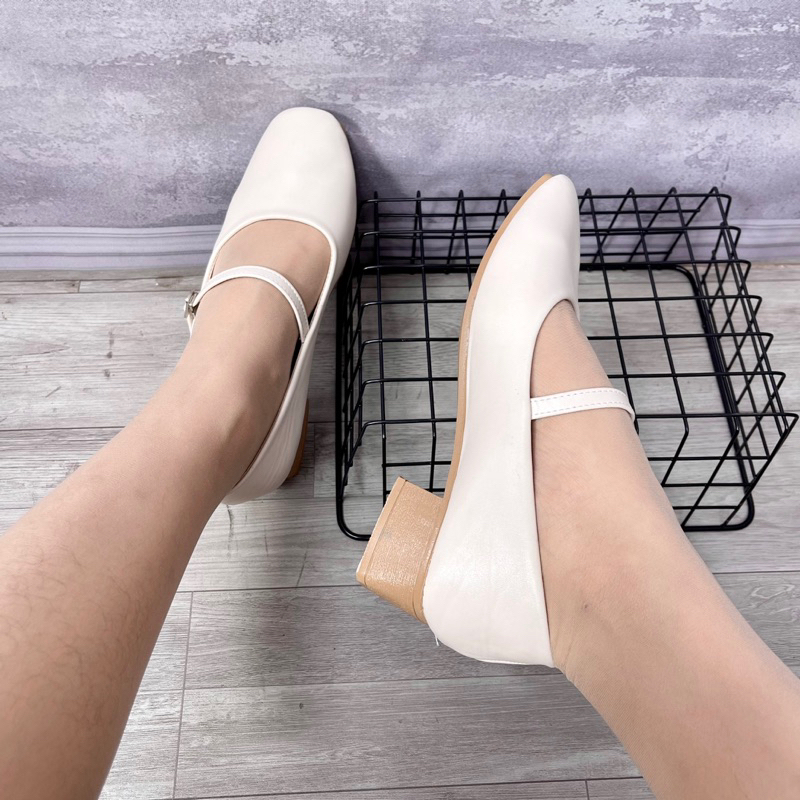 Giày búp bê nữ mũi tròn quai ngang đế 3 phân Thiên An TA04