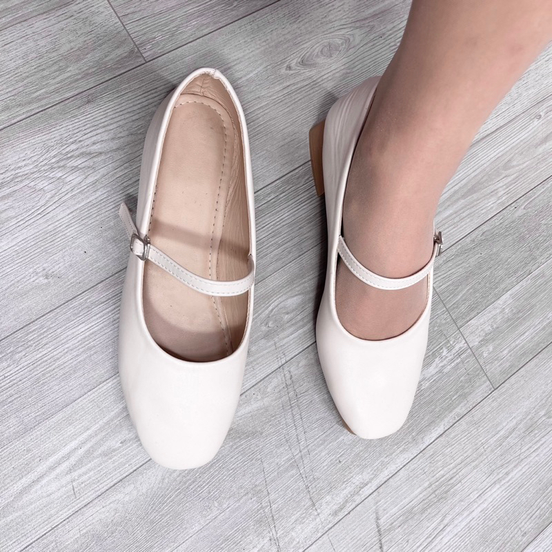 Giày búp bê nữ mũi tròn quai ngang đế 3 phân Thiên An TA04