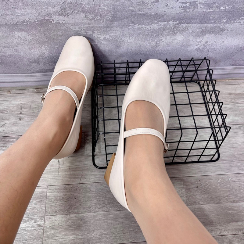 Giày búp bê nữ mũi tròn quai ngang đế 3 phân Thiên An TA04