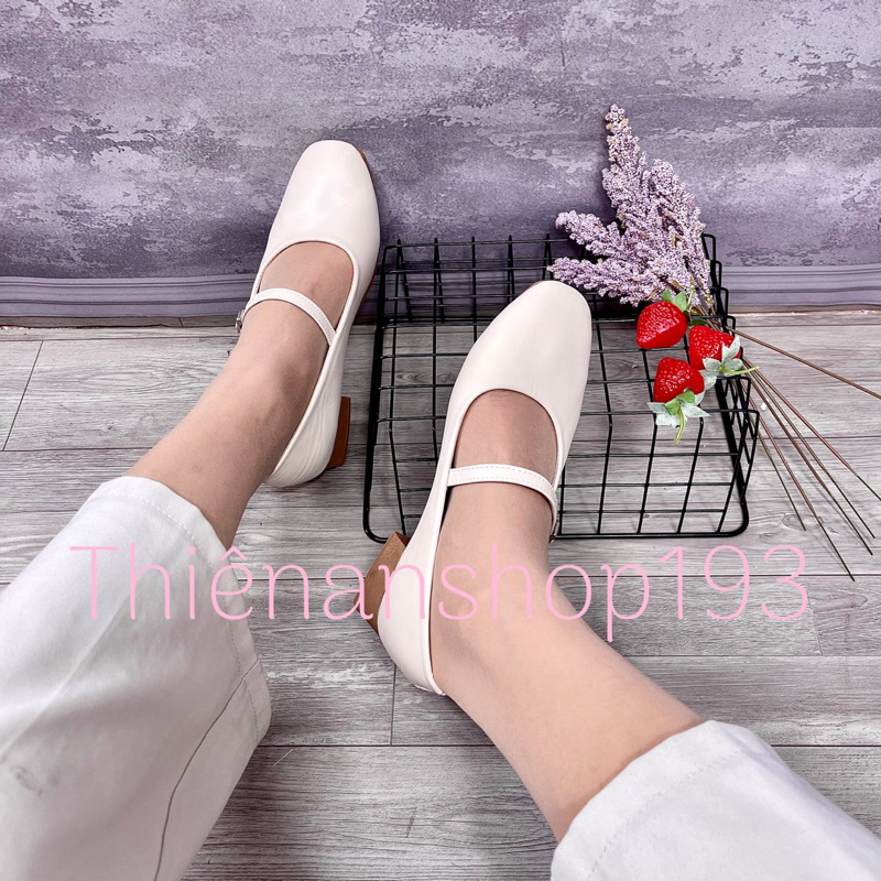 Giày búp bê nữ mũi tròn quai ngang đế 3 phân Thiên An TA04