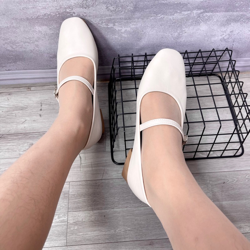 Giày búp bê nữ mũi tròn quai ngang đế 3 phân Thiên An TA04