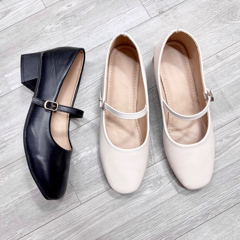 Giày búp bê nữ mũi tròn quai ngang đế 3 phân Thiên An TA04