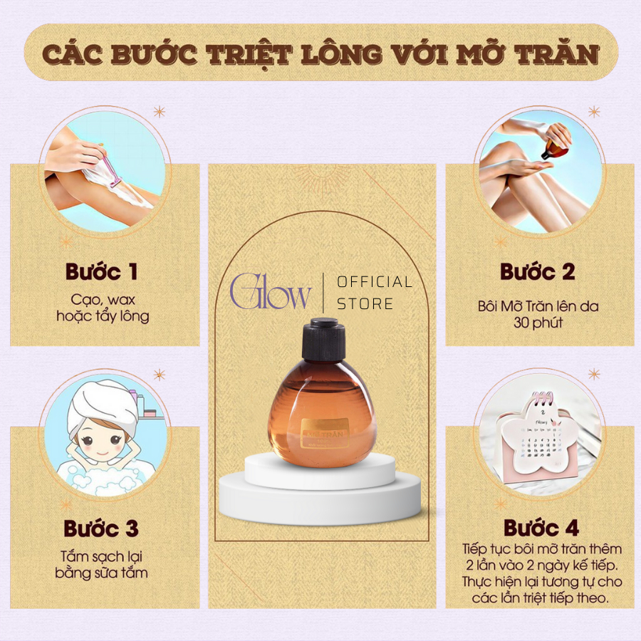 Set Nồi Nấu Sáp Wax Lông Pro Wax 100 GLOW WAXING +100gr Sáp Wax Lông + 75gr Mỡ Trăn Tặng Que Phết Sáp - 8582