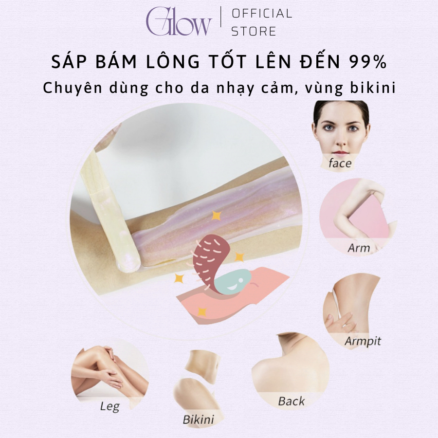 Set Nồi Nấu Sáp Wax Lông Pro Wax 100 GLOW WAXING +100gr Sáp Wax Lông + 75gr Mỡ Trăn Tặng Que Phết Sáp - 8582