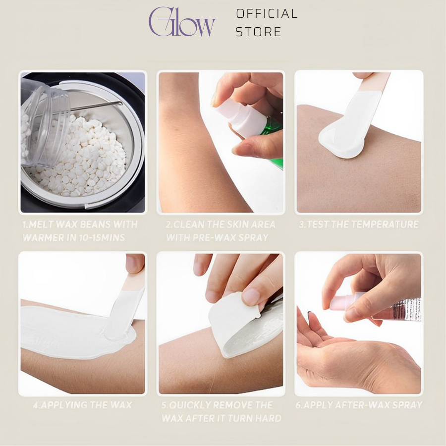 Set Nồi Nấu Sáp Wax Lông Pro Wax 100 GLOW WAXING +100gr Sáp Wax Lông + 75gr Mỡ Trăn Tặng Que Phết Sáp - 8582