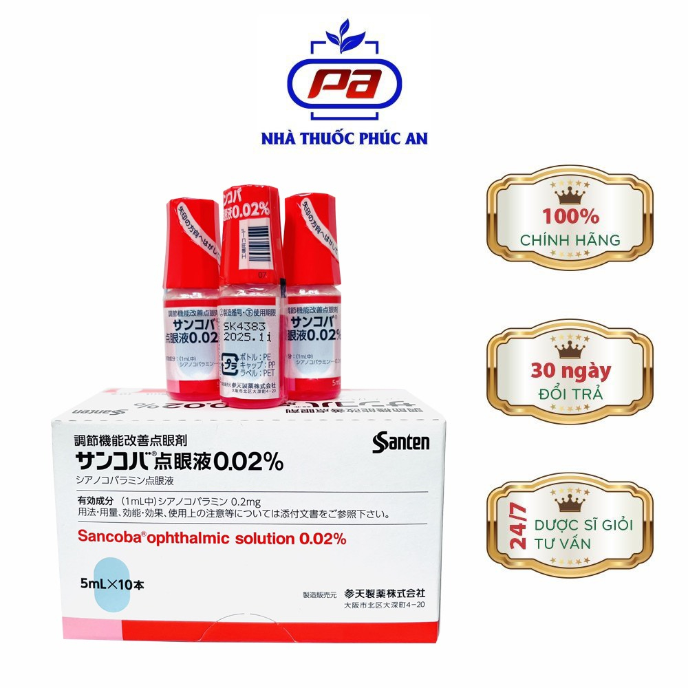 Nhỏ mắt cận thị Sancoba Nhật Bản 5ml hỗ trợ tăng cường thị lực, giảm mỏi mắt