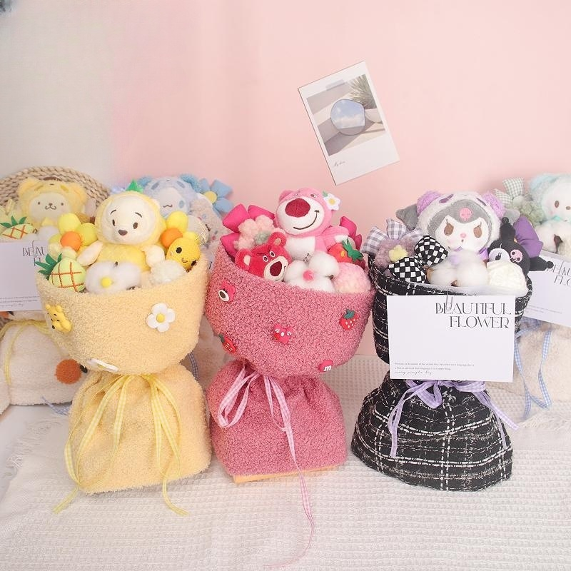 Bó hoa gấu nhồi bông hình thú đa dạng xinh xắn làm quà tặng cao cấp Vua Gấu Bông