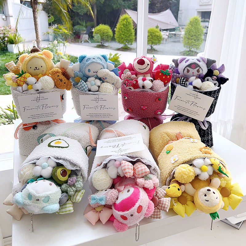 Bó hoa gấu nhồi bông hình thú đa dạng xinh xắn làm quà tặng cao cấp Vua Gấu Bông