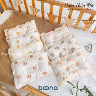 Gối Xô Lõm Cho Bé, Chống Méo Đầu, Gối Lõm Sơ Sinh Chất Vải Xô Muslin Mềm Mại, Thấm Hút Mồ Hôi Boona