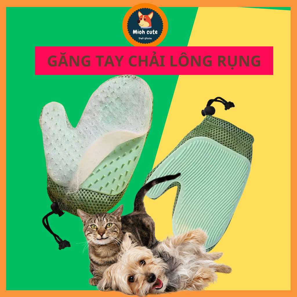 Găng tay tắm, chải lông rụng chó mèo