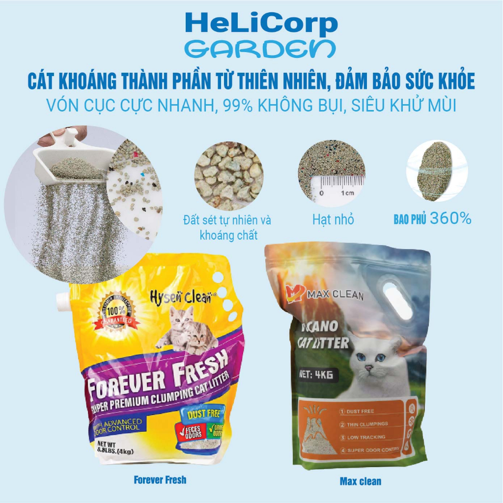 Cát Mèo Max Clean, Cát Vệ Sinh Cho Mèo Siêu Vón Cục Siêu Ít Bụi Khử Mùi Mạnh Mẽ, Siêu Tiết Kiệm