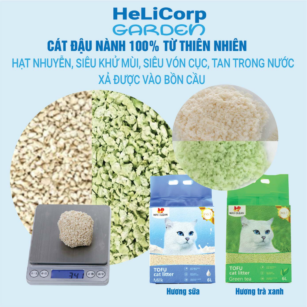 Cát Mèo Max Clean, Cát Vệ Sinh Cho Mèo Siêu Vón Cục Siêu Ít Bụi Khử Mùi Mạnh Mẽ, Siêu Tiết Kiệm