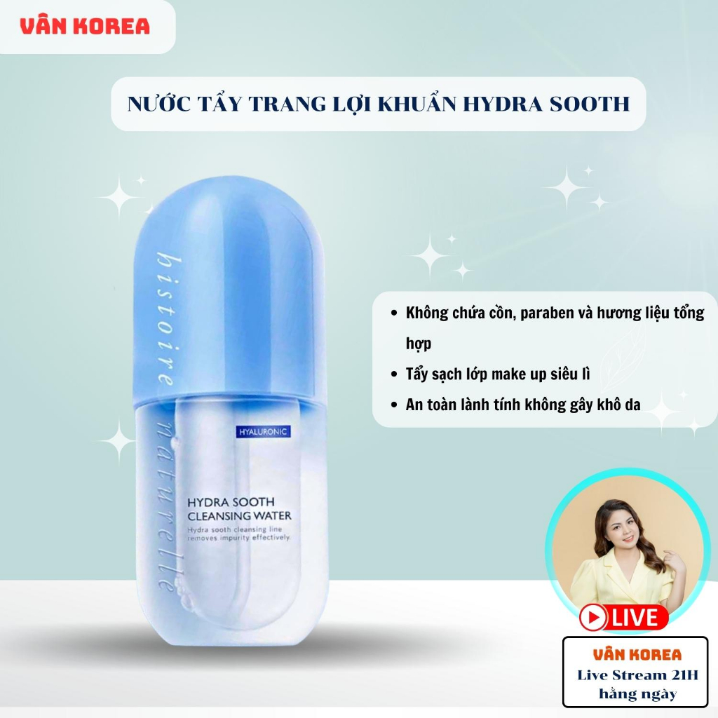 Nước tẩy trang loại bỏ bụi bẩn, bã nhờn HYDRA SOOTH CLEANSING WATER 500ml