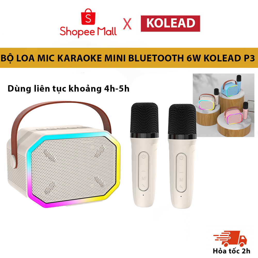 Loa Karaoke Bluetooth P3 KOLEAD Kèm 1- 2 Micro Không Dây,Âm Thanh Siêu Hay,Sang Trọng Nhỏ Gọn Tiện Lợi,dễ dàng mang theo