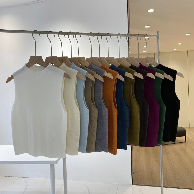 Áo len ba lỗ, áo len sát nách cổ cao,chất len mềm,co dãn LA CHIC