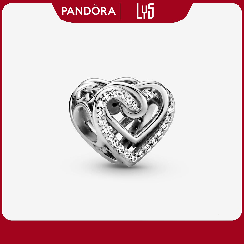 Charm bạc Pandora Moments hình trái tim đính đá Cubic Zirconia trong suốt 1338