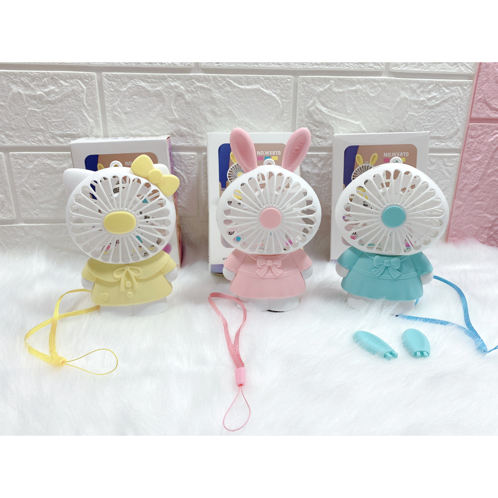 ✨ Quạt cầm tay thiết kế Hình Thỏ 🐰 và Mèo Kitty 🐱 xinh xắn