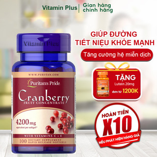 Viên uống giảm viêm đường tiết niệu, giảm tiểu dắt, chống oxy hóa Puritan's Pride Natural Cranberry 60 viên