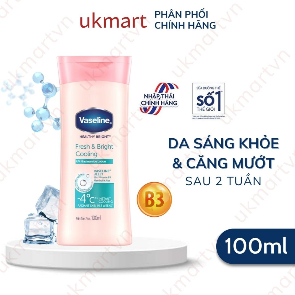 Sữa Dưỡng Thể Vaseline Dịu Mát Trắng Da Healthy White Fresh & Bright Cooling UV Gel Lotion