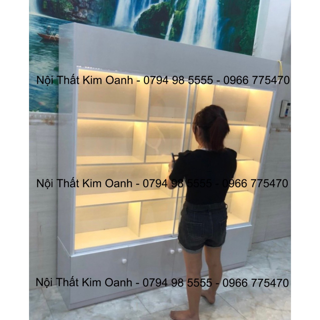 TỦ KỆ TRƯNG BÀY ĐẸP NHỰA ĐÀI LOAN- CÓ ĐÈN LED
