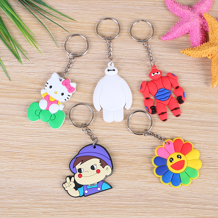 Móc chìa khóa hình hoạt hình dễ thương, móc treo điện thoại nhựa PVC