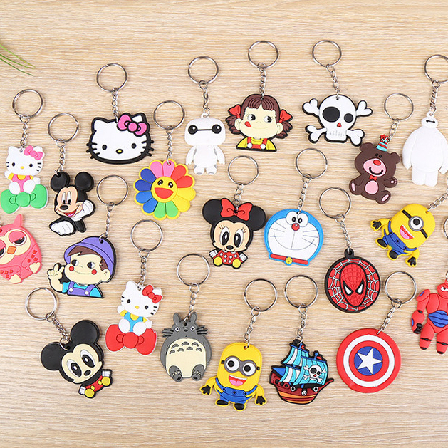 Móc chìa khóa hình hoạt hình dễ thương, móc treo điện thoại nhựa PVC