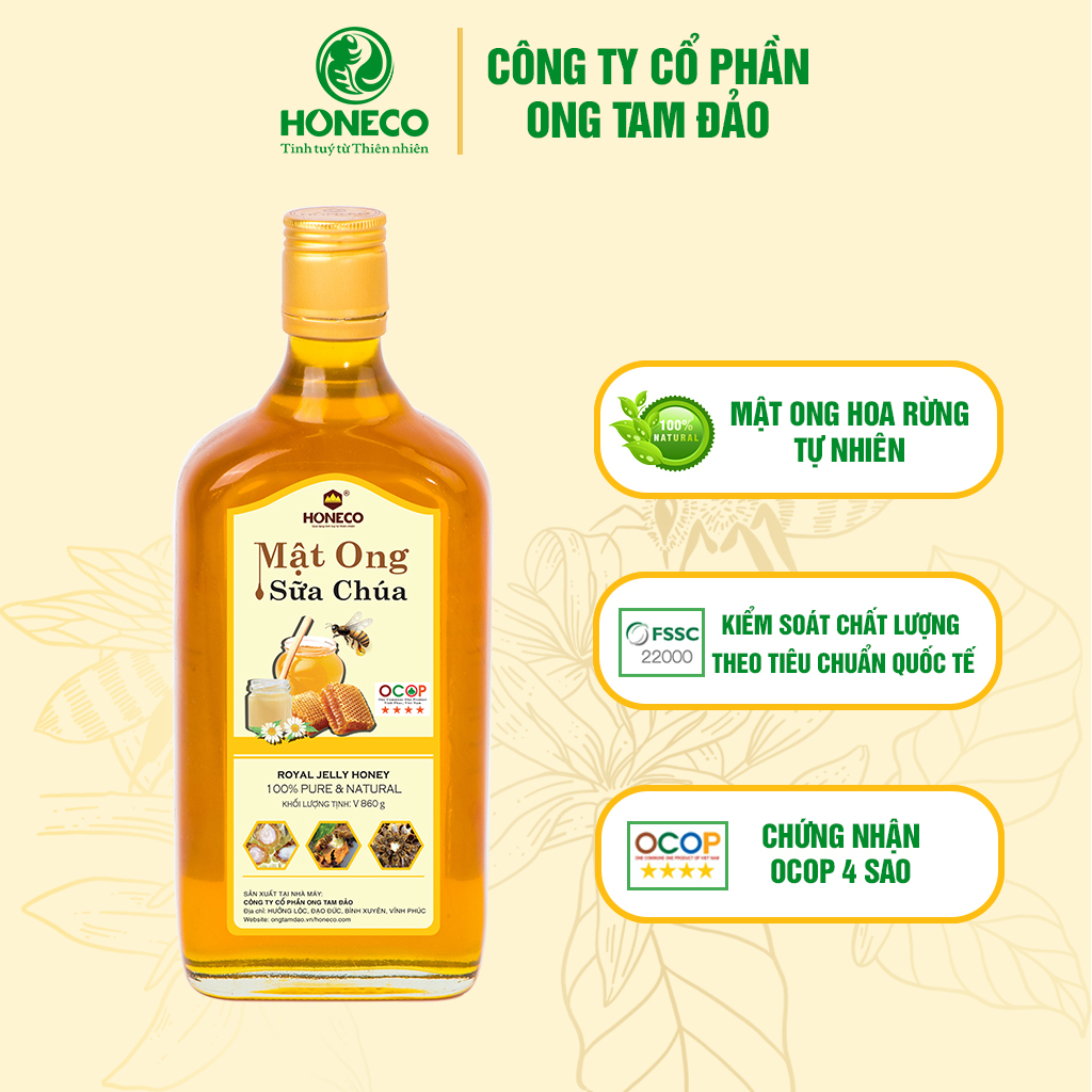 Mật ong sữa chúa HONECO 860G - Món quà cho Sức Khỏe và Sắc Đẹp [Chứng Nhận FSSC 22000]