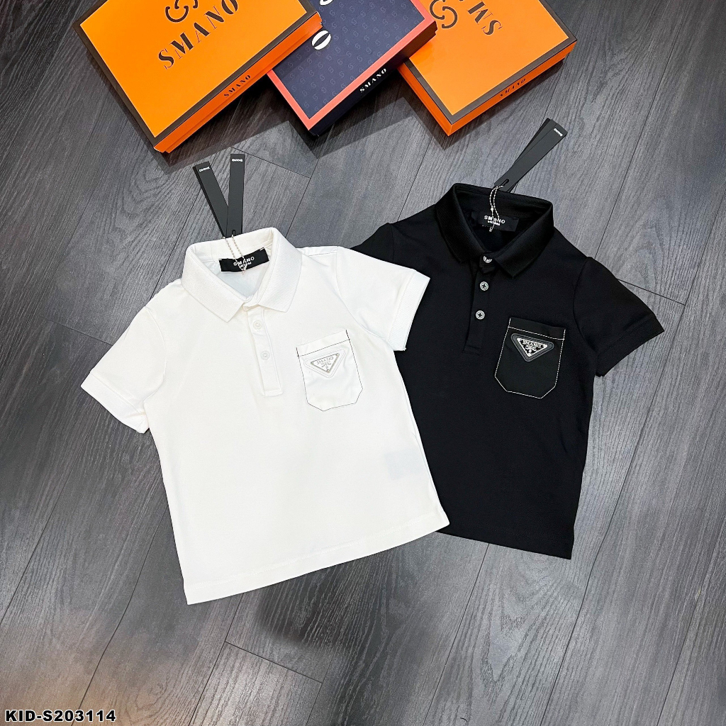 Áo cổ bẻ bé trai túi ngực xịn sò