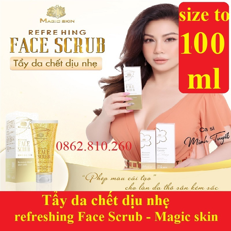 Tẩy da chết Magic Skin Refreshing Face Scrub 👍 Gel tẩy da chết DỊU NHẸ cho Da mặt ✔ CHÍNH HÃNG