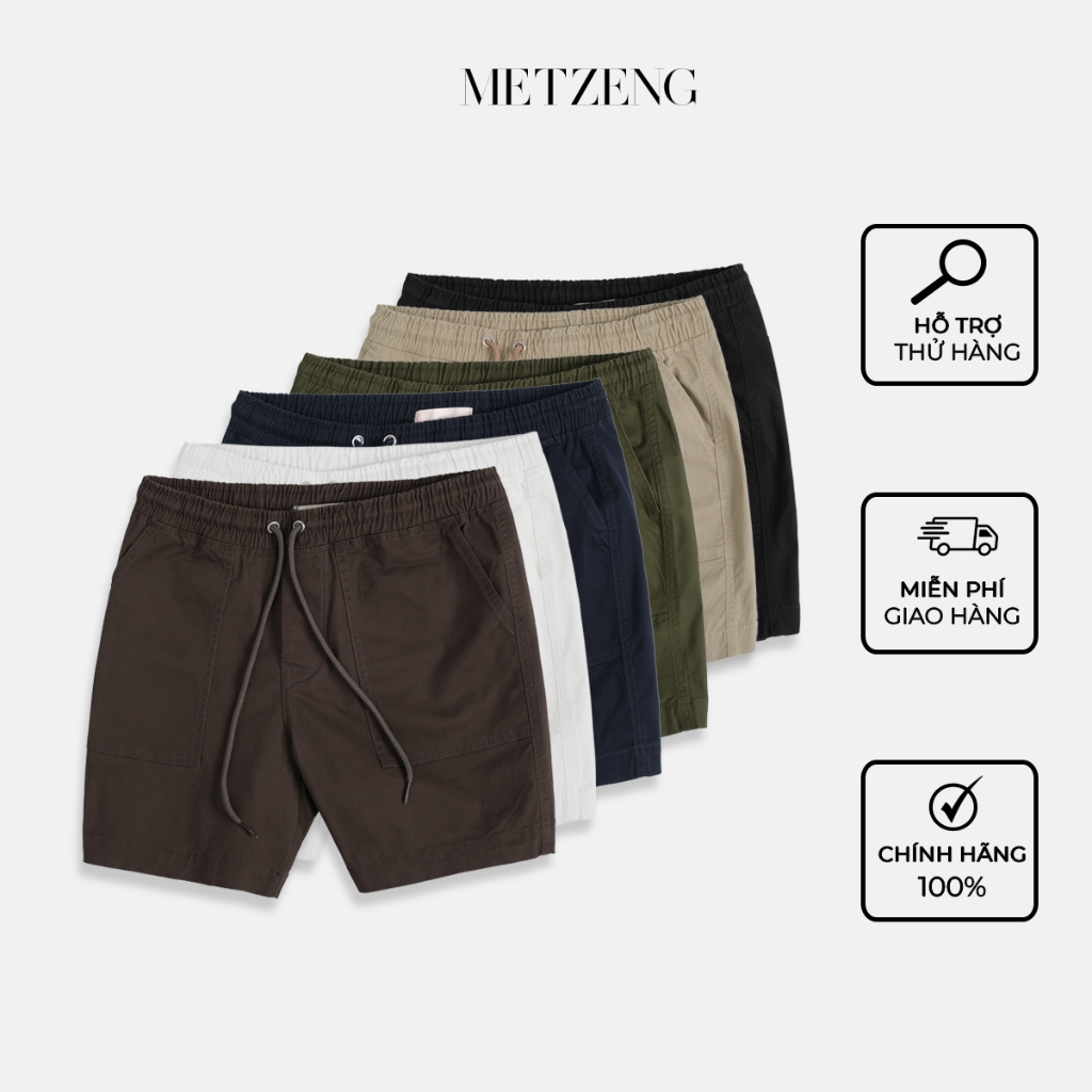 Quần short kaki nam lưng thun co giãn Elastic kaki short by METZENG