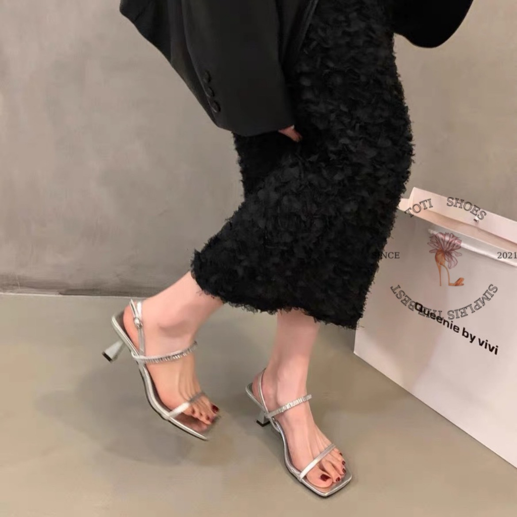 GIÀY CAO GÓT TOTIIE STORE - SANDAL QUAI NGANG HẬU QUAI ĐÁ CÀI PHONG CÁCH THỜI TRANG HIỆN ĐẠI G2307110
