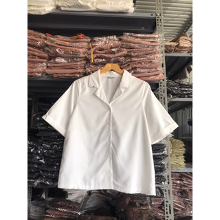 Áo thô sơ mi form rộng cổ vest SML