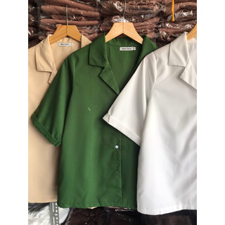 Áo thô sơ mi form rộng cổ vest SML