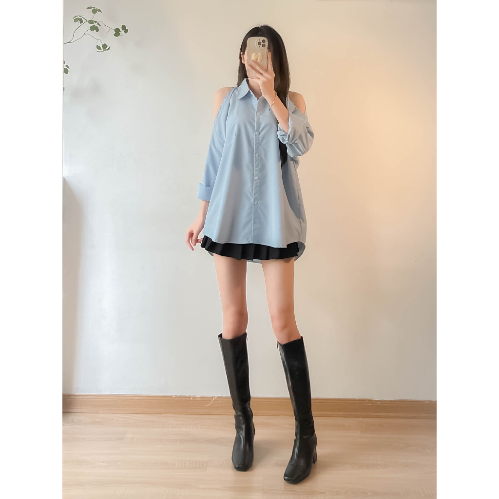 Áo sơ mi khoét vai dài tay - Retrostyle - Aokhoetvai3469_6K3