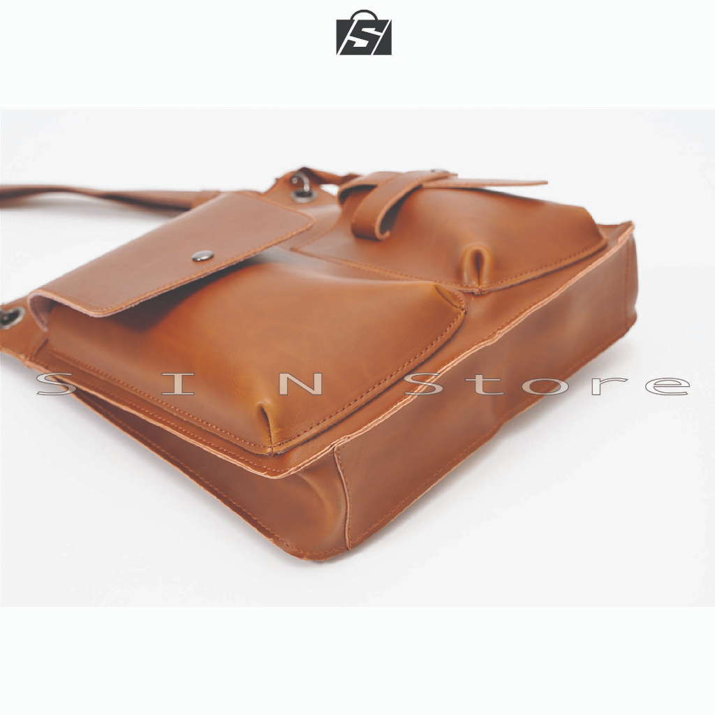 Túi Đeo Chéo Nam, Túi Messenger thanh lịch trẻ trung, Da PU, thiết kế tinh tế, Chứa ipad, sách bút tiện lợi SDC7