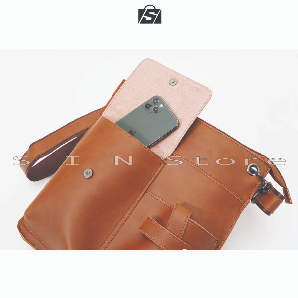 Túi Đeo Chéo Nam, Túi Messenger thanh lịch trẻ trung, Da PU, thiết kế tinh tế, Chứa ipad, sách bút tiện lợi SDC7