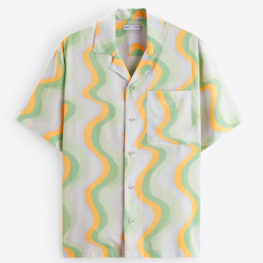 Áo sơ mi nam Zara authentic WAVY PRINT size S